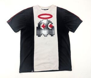 BKYS Distressed Pac-Man Ghost Invader Fuzzy Halo Short Sleeve T-Shirt Size Small